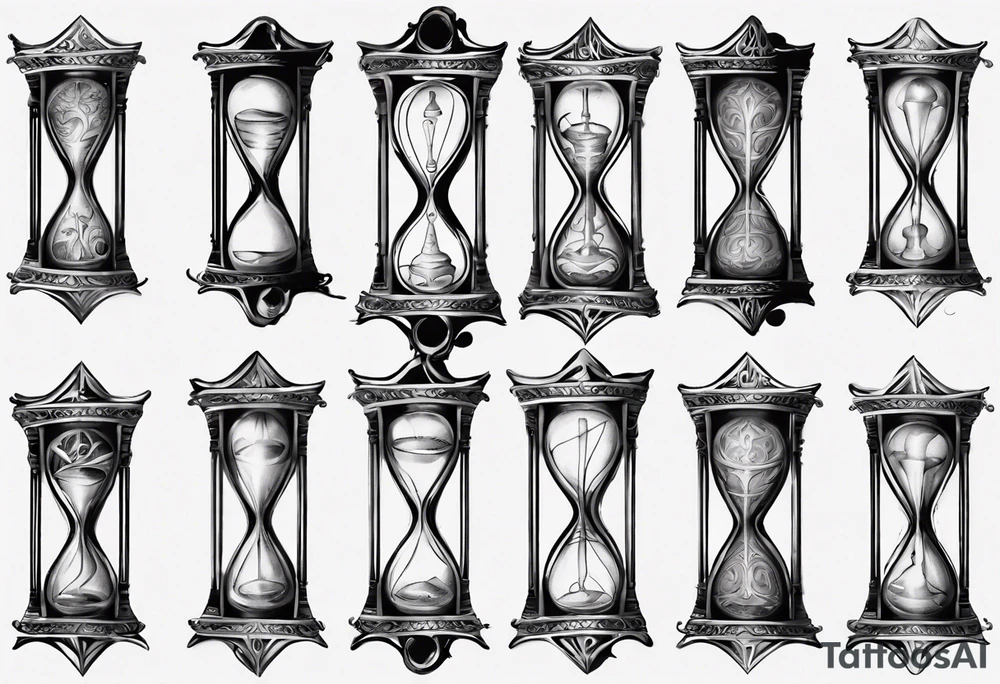 an hourglass with filagree tattoo idea