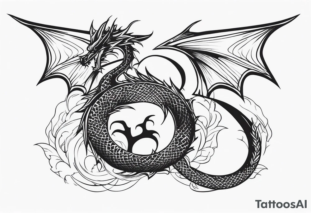 Dragon Seven number shape tattoo idea