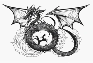 Dragon Seven number shape tattoo idea