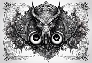 Long tattoo for forearm. Lovecraftian creature, with technological elements. tattoo idea