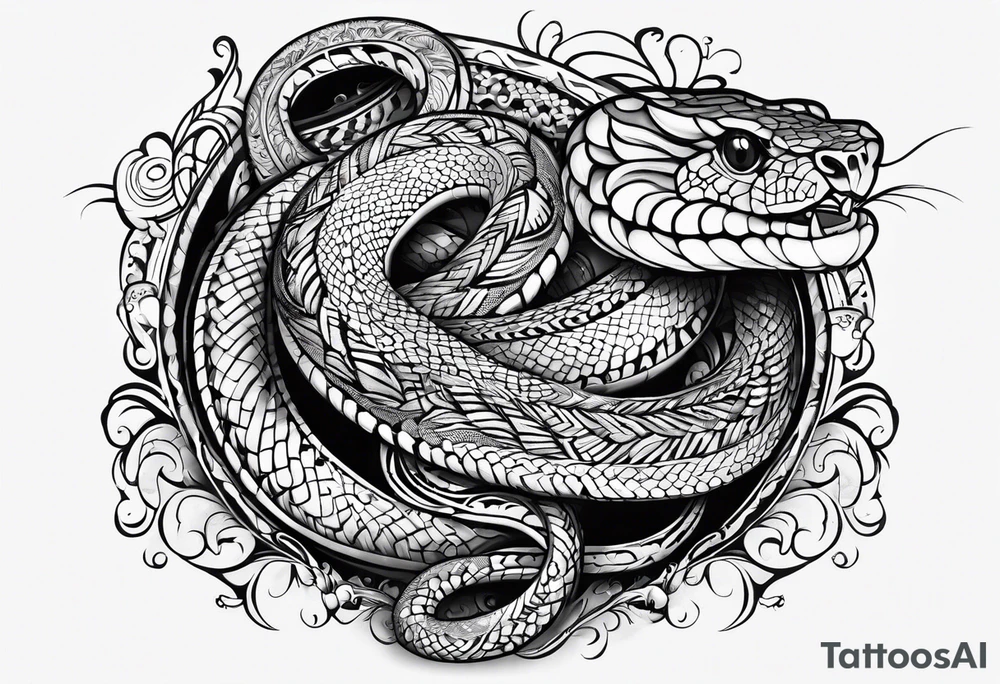 top of a snake straight line tattoo idea