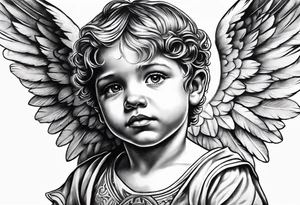 Littl angel kid, roman style tattoo idea