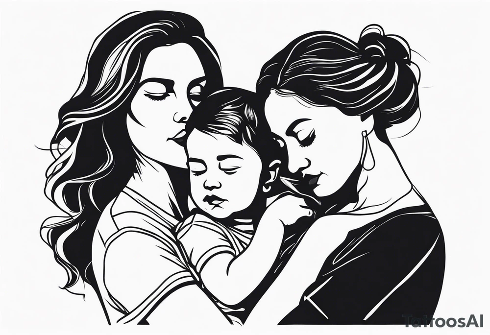Mother with her son and daughter tattoo idea