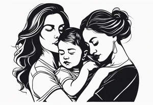 Mother with her son and daughter tattoo idea