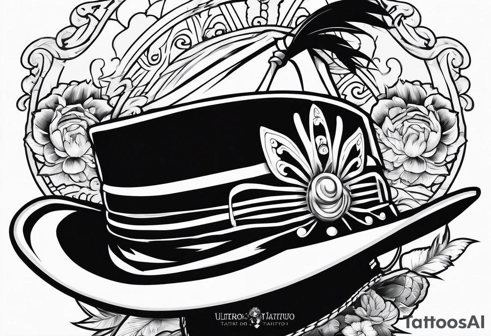 Luffy's Hat on top of the handle of Ichigos zampakuto tattoo idea