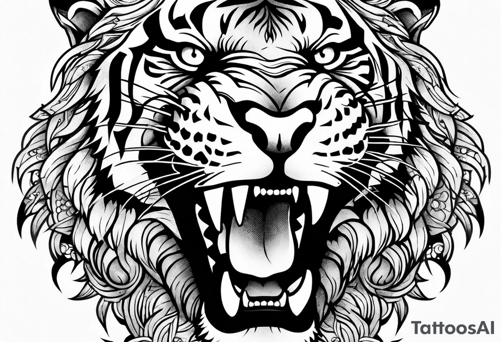tiger standing up tattoo idea