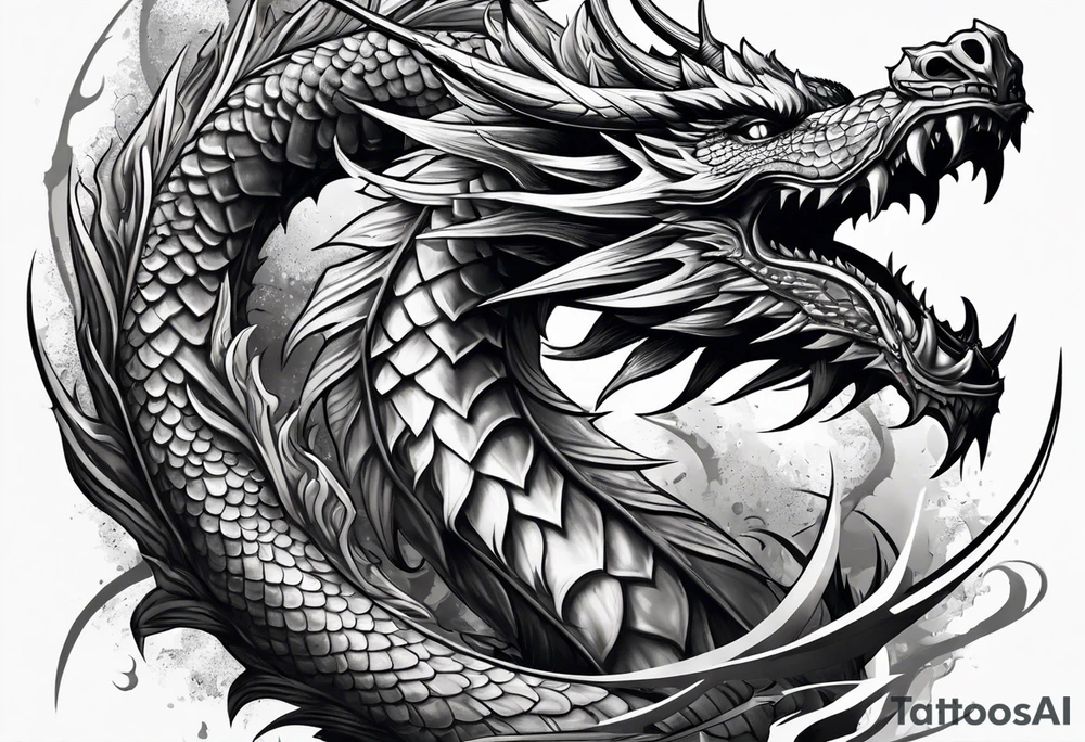 dragon with a sword tattoo idea