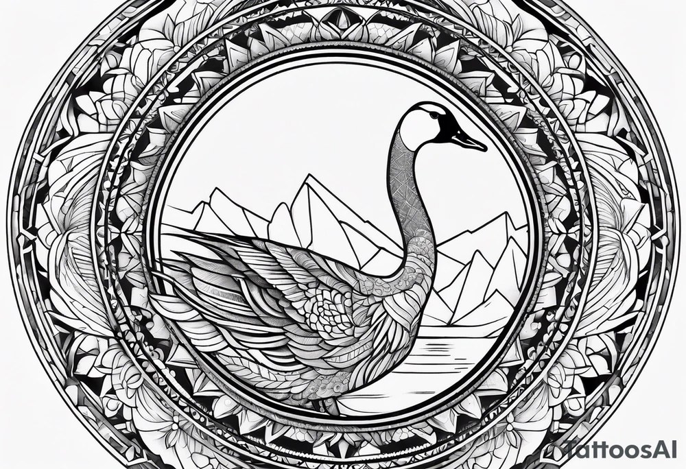 mandala background with canadian goose in the front tattoo idea