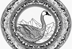 mandala background with canadian goose in the front tattoo idea