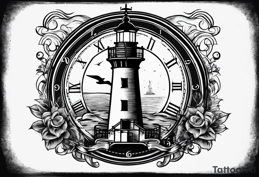minimalist "open book" with a lighthouse in the middle and a clock tattoo idea minimalist "open book" with a lighthouse in the middle and a clock tattoo idea