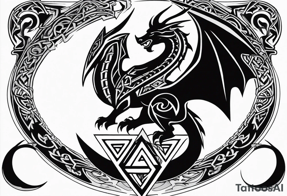 Valhalla sword shield dragon valknut tattoo idea