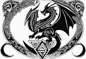Valhalla sword shield dragon valknut tattoo idea