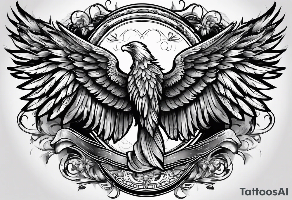 The word Glenn on a banner with angel wings tattoo idea