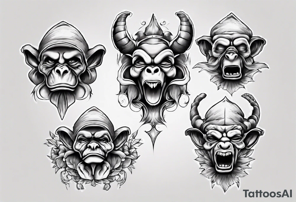see no, hear no, speak no evil tattoo idea