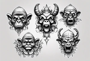 see no, hear no, speak no evil tattoo idea