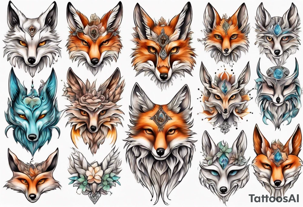 Eule und fuchs fantasie tattoo idea