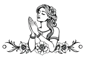 Chicano style Woman praying tattoo idea
