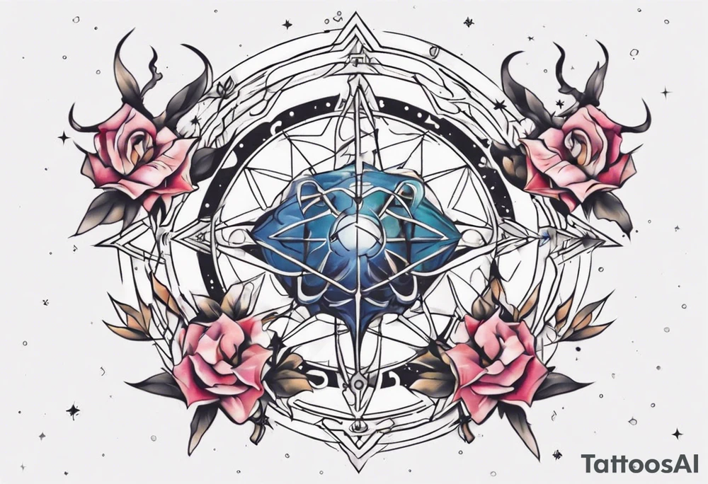 matching tattoo with cancer horoscope tattoo idea