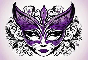 Unhappy Masquerade mask that is purple and black tattoo idea