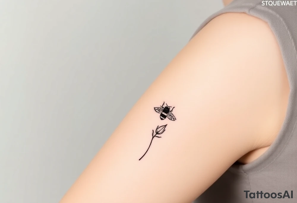 Trillium ovata with a bumble bee hovering near it tattoo idea