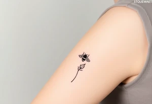 Trillium ovata with a bumble bee hovering near it tattoo idea