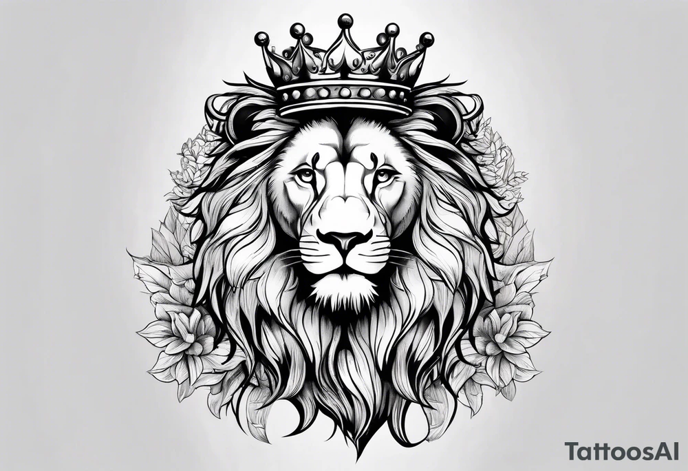 lion wearing a crown tattoo idea