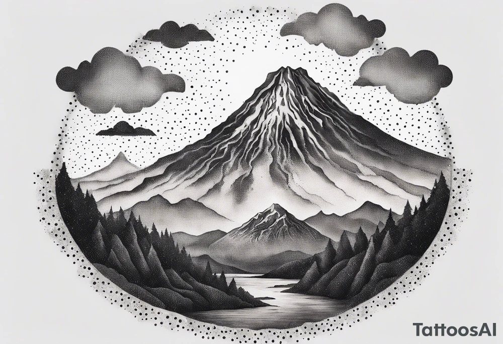 Volcano mountain range tattoo idea