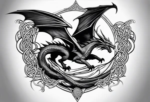 Celtic dragon flying downward tattoo idea