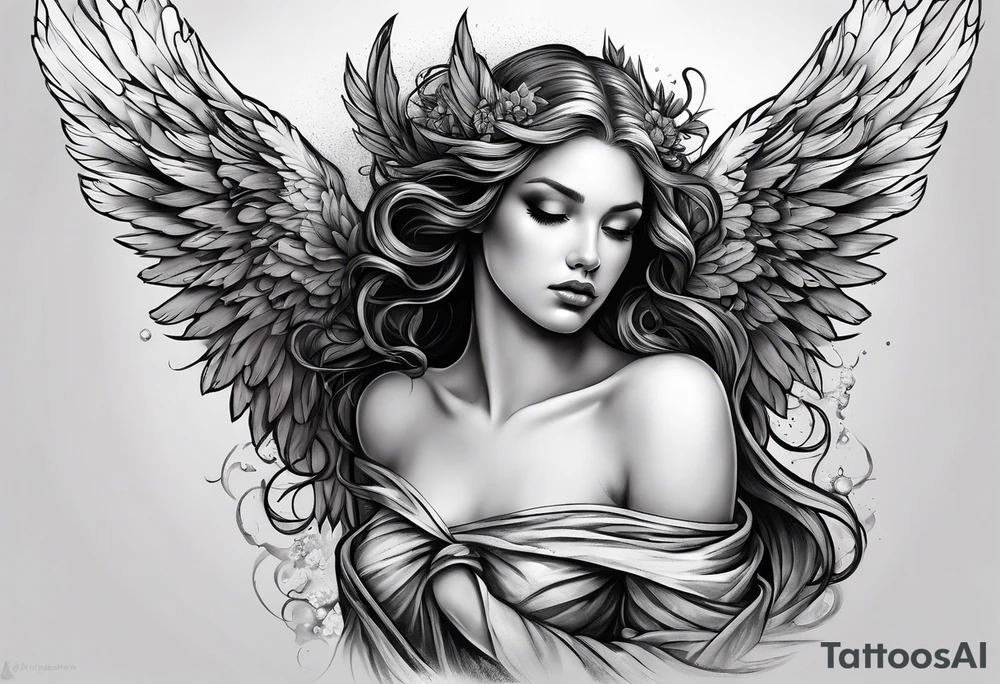 Sad angel tattoo idea