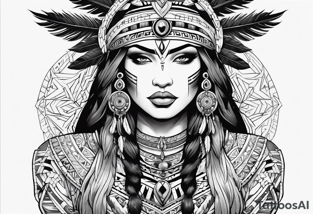 beautiful, kali, valkrye, goddess, native american, chest tattoo idea