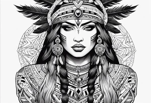 beautiful, kali, valkrye, goddess, native american, chest tattoo idea