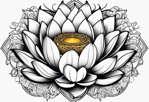 Feminine energy, yin yang, lotus flower, good luck, ohm sign tattoo idea