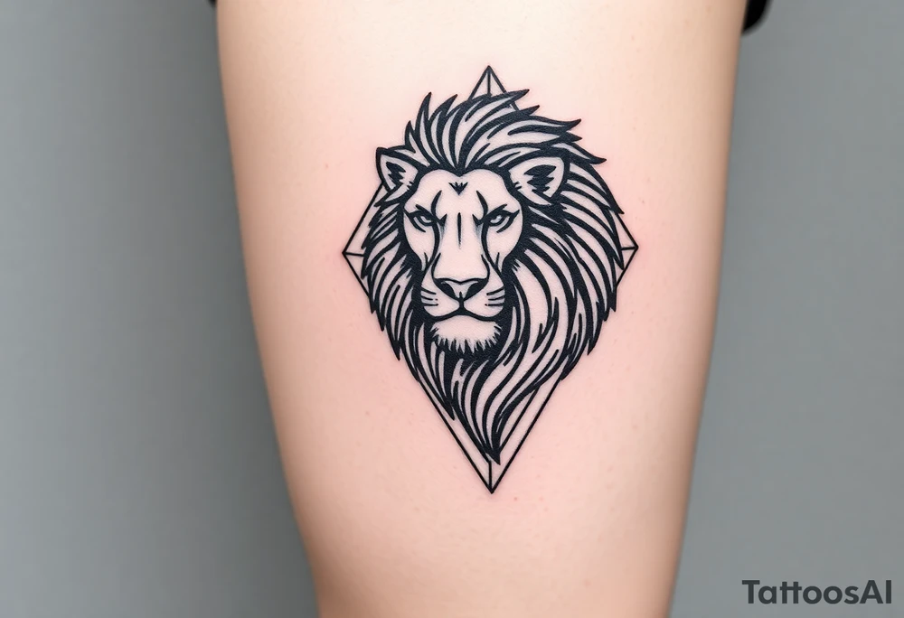 Lion with diamond geometric shapes and tattoo idea