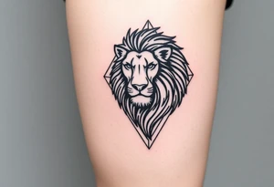 Lion with diamond geometric shapes and tattoo idea