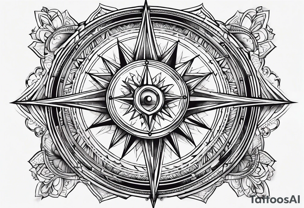 Heart compass tattoo idea