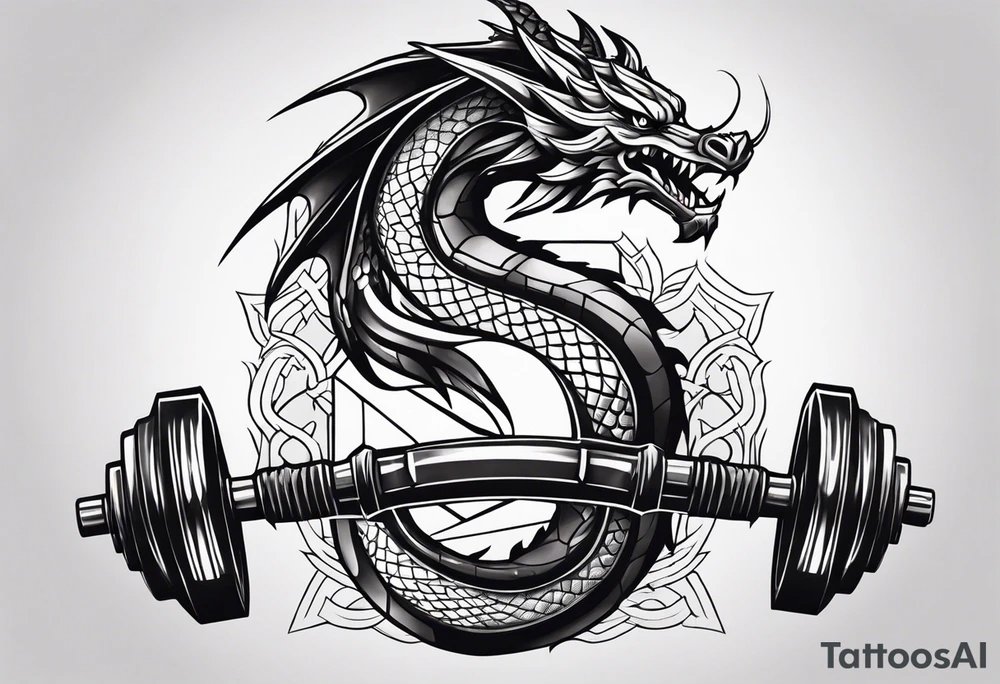 Simple Dragon dumbbell tattoo idea