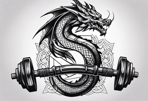 Simple Dragon dumbbell tattoo idea