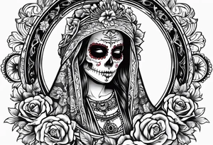 mexican style santa muerte tattoo for chest tattoo idea