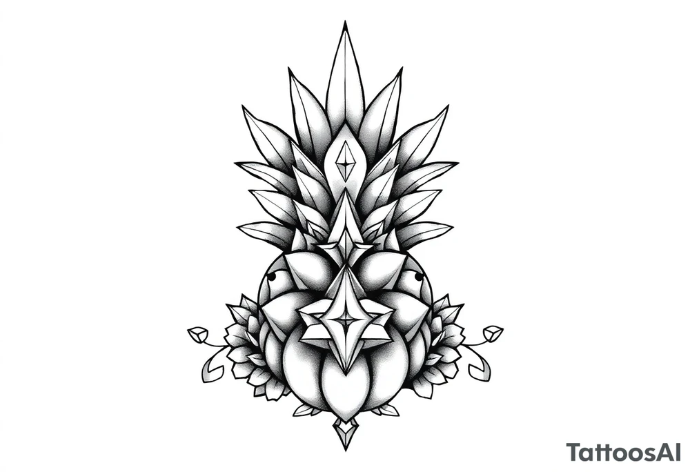 Majestic crown pineapple ,peach vagina,star anus ,diamonds tattoo idea