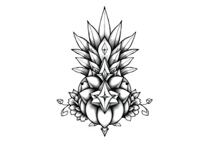 Majestic crown pineapple ,peach vagina,star anus ,diamonds tattoo idea