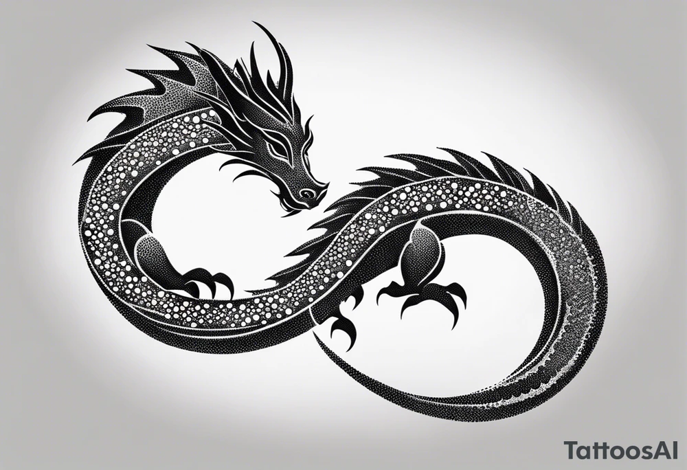 strength, small, celtic dragon, long tail, elegant, lengthy, pisces tattoo idea