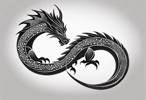 strength, small, celtic dragon, long tail, elegant, lengthy, pisces tattoo idea