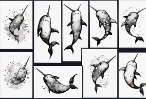 an ancient narwhal in the ocean tattoo idea