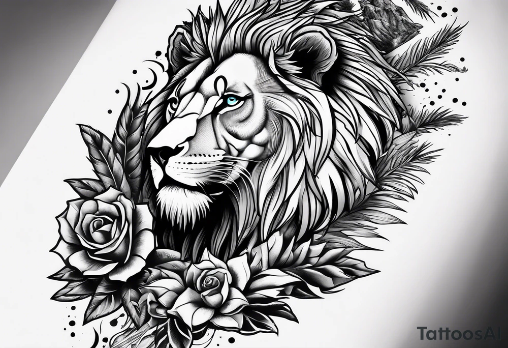 Sleeve tattoo
With 
Arizona flag 
Lion
Street glide Harley motorcycle 
Winding rode with cactus on one side and pine trees on the other 
Mountain 
Vanitas tattoo idea