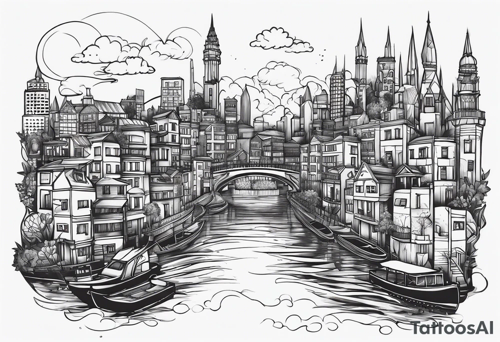 simple city life tattoo idea