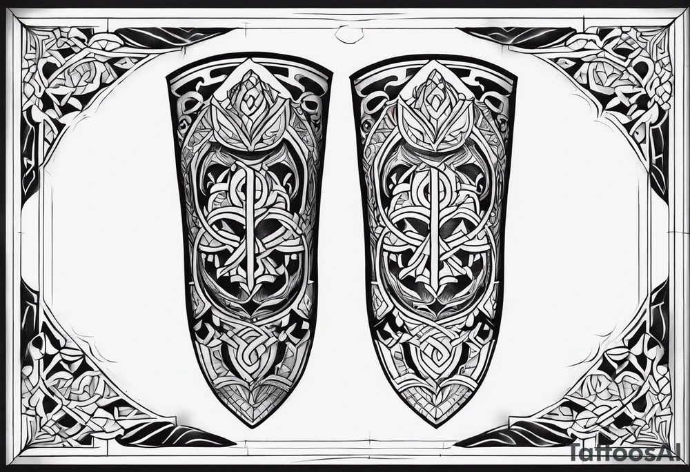 Cletic shin armor tattoo idea