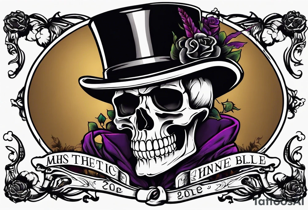 skeleton wearing a top hat holding a holy bible tattoo idea