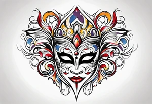 Carnival mask for men on back tattoo idea