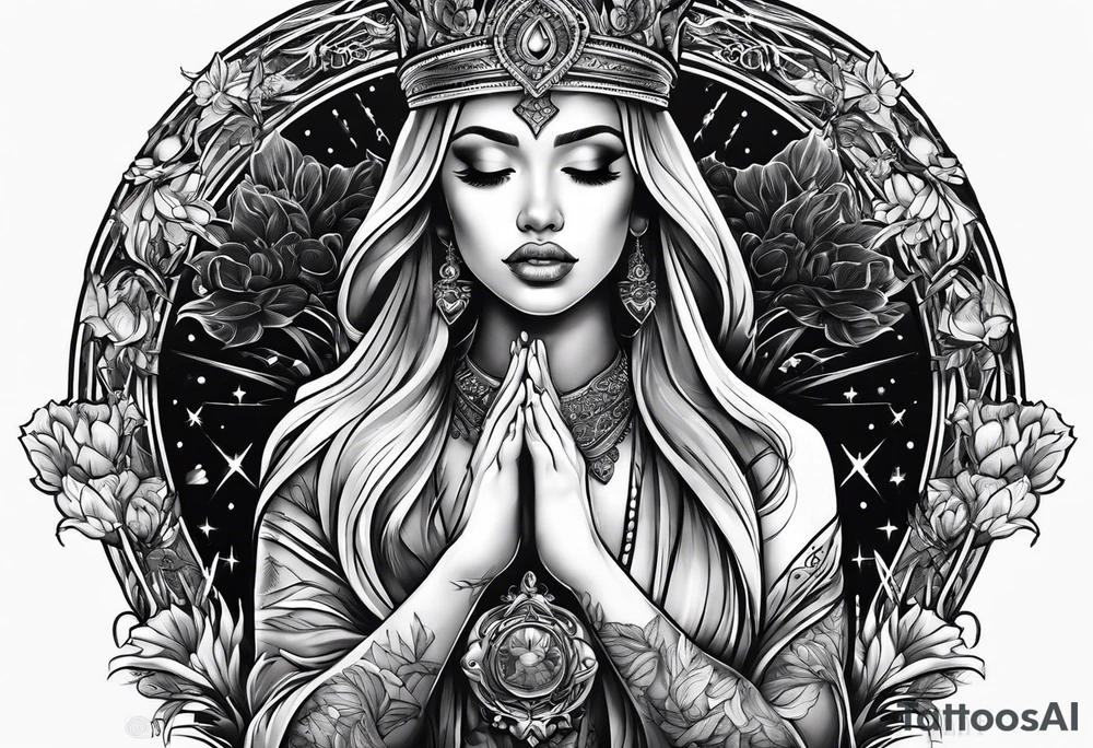 Praying Christian woman tattoo idea