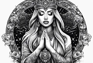 Praying Christian woman tattoo idea